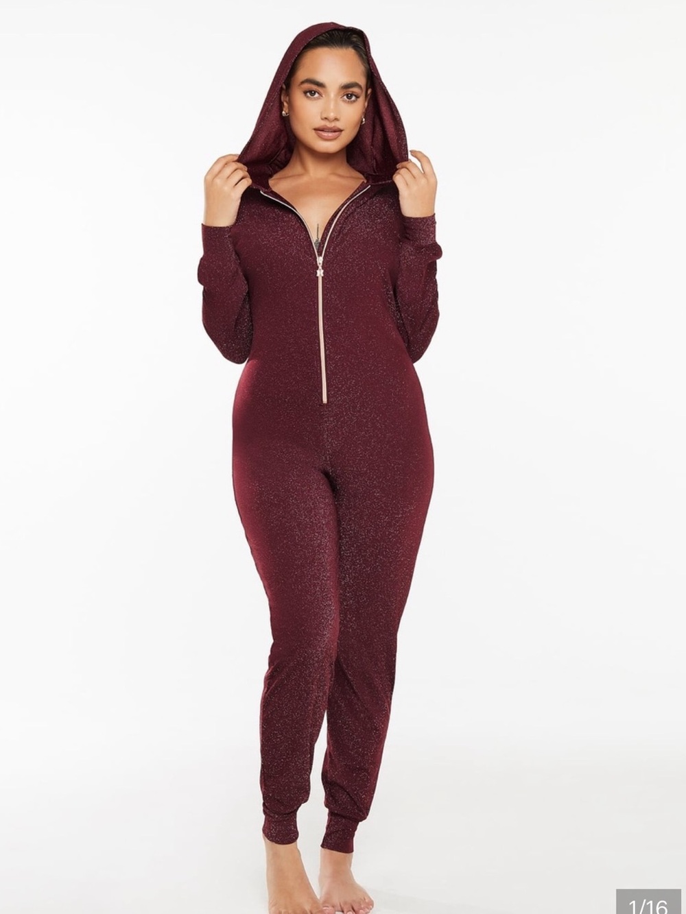NWT Savage X Fenty 'Sleep & Shine Hooded Onesie' in "Red Cocoa XL